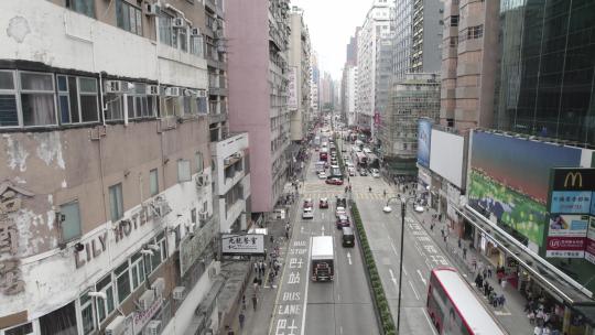 香港旺角弥敦道街景车流航拍集合视频素材模板下载