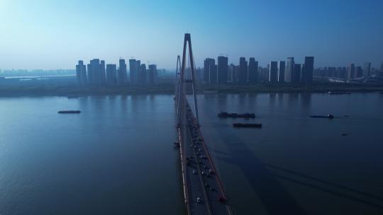 武汉洪山白沙洲长江大桥航拍