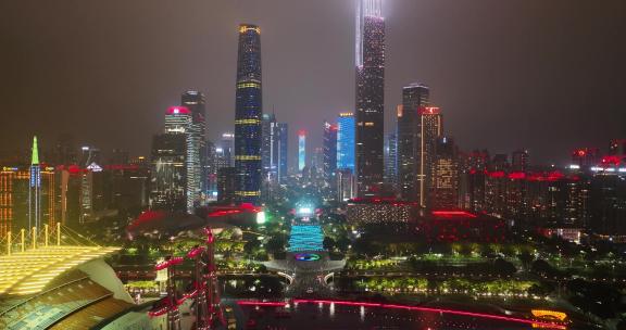 航拍广州珠江新城夜景