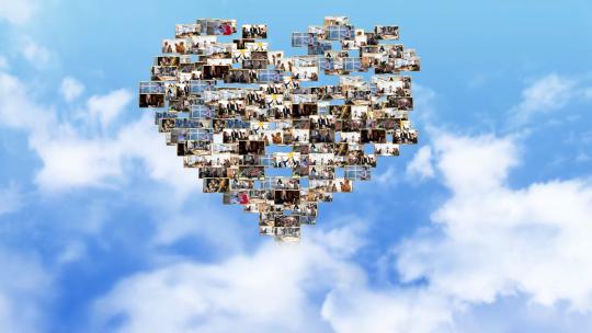 照片汇聚成爱心片尾片头AE模板