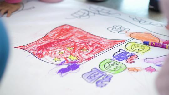国庆节十一儿童绘画上色涂色视频素材模板下载