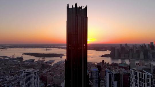 城市航拍布鲁克林塔摩天大楼纽约地标曼哈顿