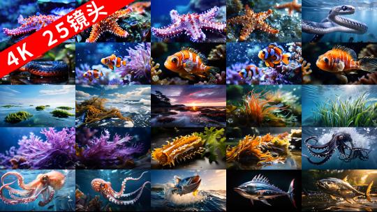 25个海底生物植物动物珊瑚海鱼深海海洋高清在线视频素材下载