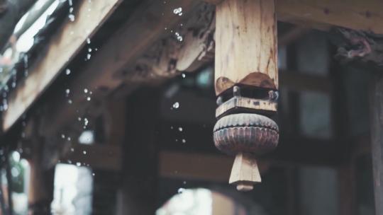 江南水乡雨天水墨风景