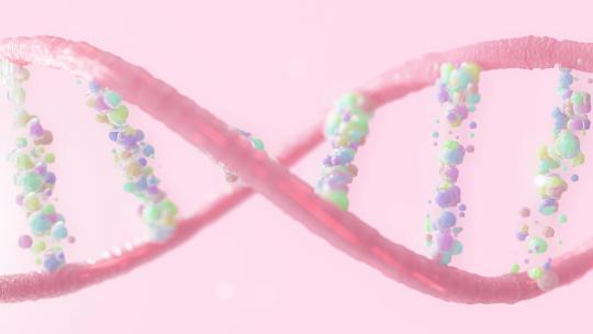 3D粉色DNA螺旋 科学或医学背景4K
