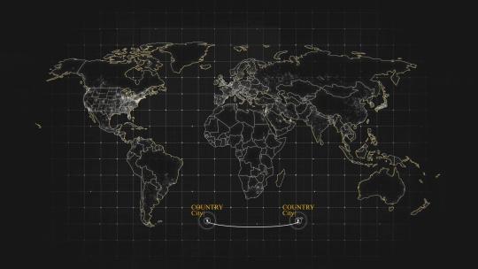 AE模板世界地图三维连线位置标注动画