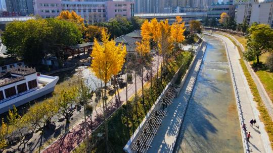 郑州金水河改造后高清在线视频素材下载