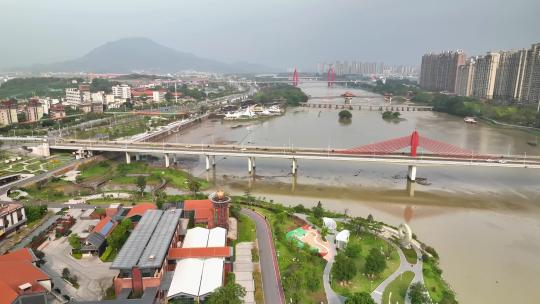 航拍福建漳州龙江岁月休闲旅游区