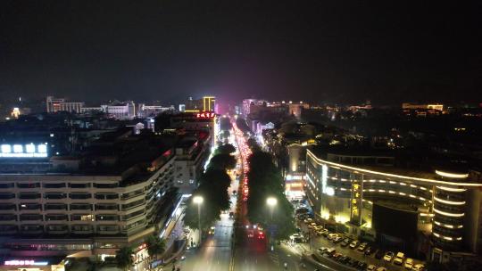 桂林步行街人流夜景灯光航拍