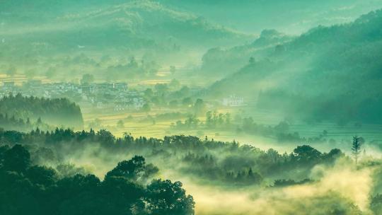 航拍安徽黄山徽派村落秋天风景塔川卢村宏村