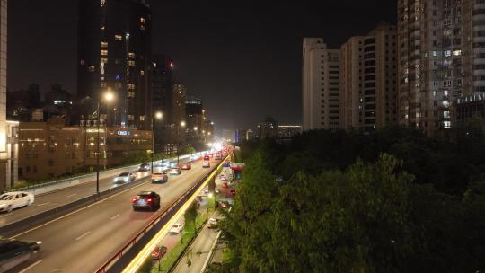 杭州拱墅区夜景航拍视频素材模板下载