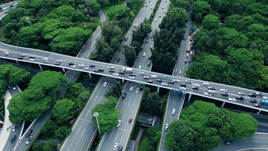 深圳滨海立交桥交通车流航拍视频素材模板下载