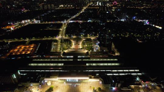 航拍江苏常州站夜景