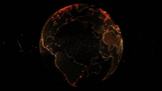 地球质量在橙色灯光中的数字投影