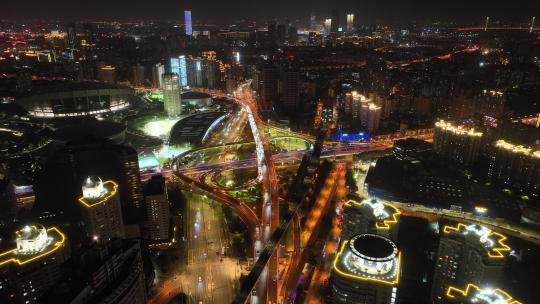 上海徐汇区夜景航拍
