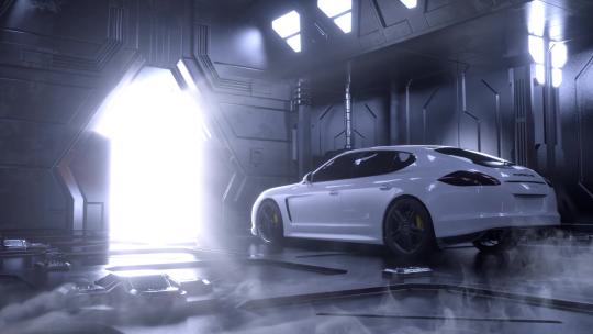 C4D+AE科技感汽车车间驾驶漂移动画