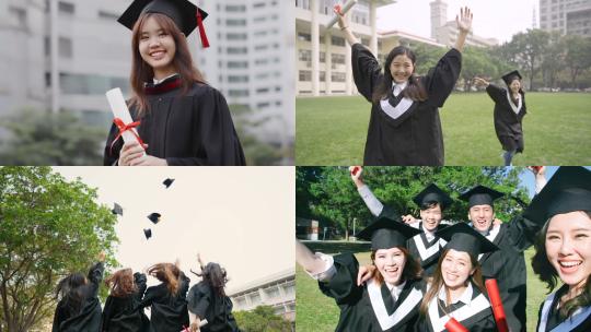 【合集】一群大学生女孩毕业开心获得文凭