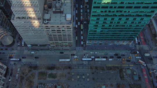 4K城市航拍纽约曼哈顿第五大道摩天大楼