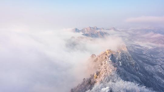 箭扣长城雪景云海日出延时