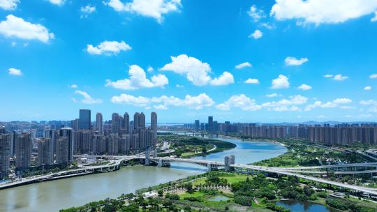 泉州航拍泉州晋江城市建筑风光泉州市区大景