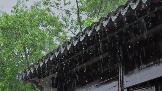 雨天下雨古建筑屋檐雨滴古风意境