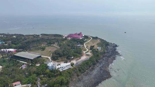 航拍福建漳州火山岛度假旅游区粉红城堡