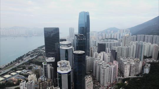 香港城市大楼高楼大厦居民区航拍实拍4K素材