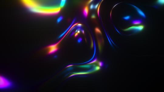 4K黑暗发光的虹彩波动形状背景