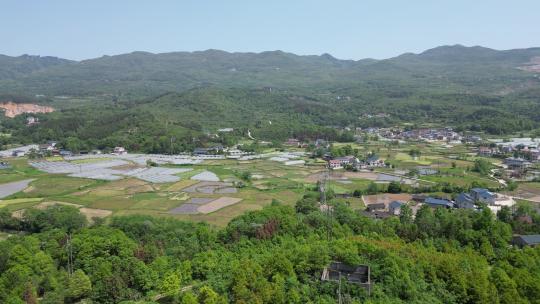 美丽乡村田园山川丘陵农田农业种植航拍