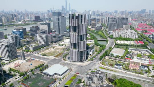 上海新开发银行总部大楼航拍4K视频素材模板下载