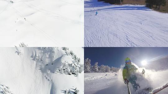 【合集】滑雪者在滑雪场开心的滑雪视频素材模板下载