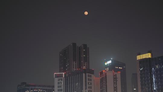 城市夜晚天空月亮