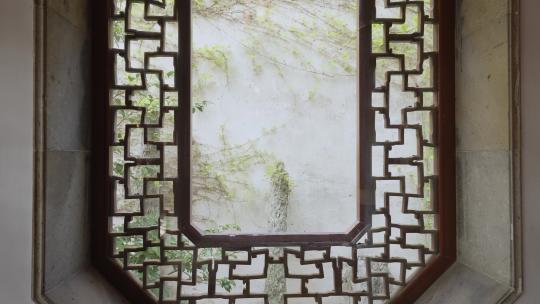 中国传统苏州园林古典建筑花窗视频素材模板下载