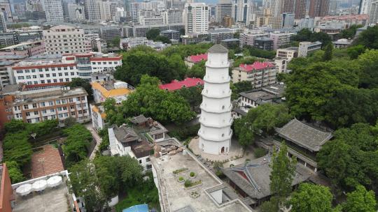 航拍福建福州地标白塔历史古建筑