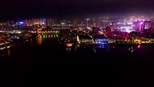 4K重庆市合川区城市夜景航拍延时