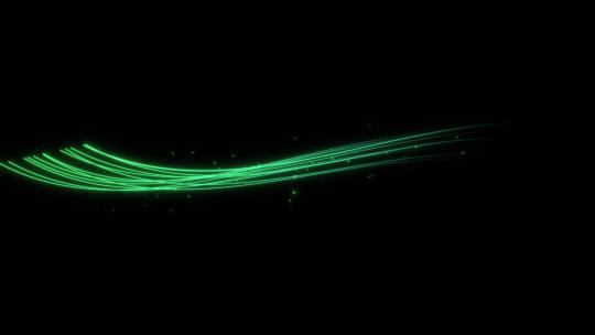 绿色 唯美光线 粒子线条 光条 起伏线条