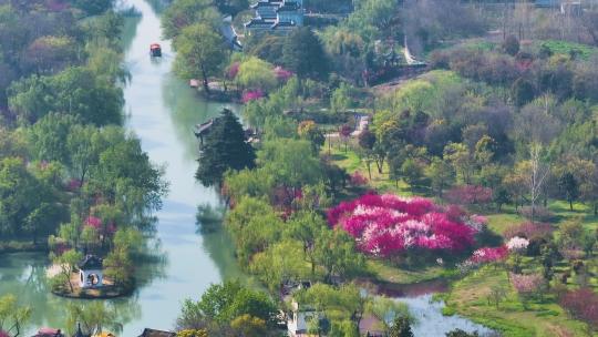 4k航拍春天的扬州瘦西湖