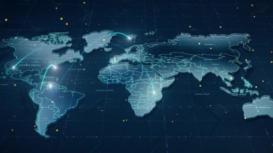 科技世界地图区域连线连接