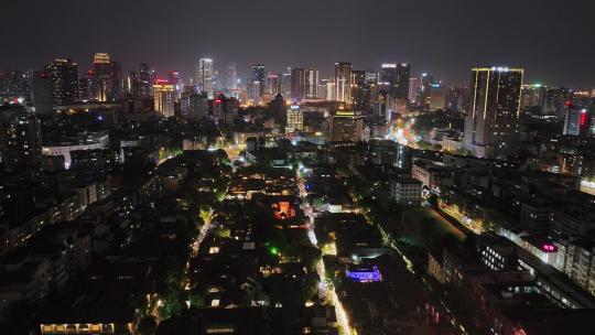 成都 宽窄巷子 夜景  航拍