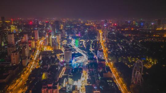 安徽合肥城市夜景交通航拍移动延时