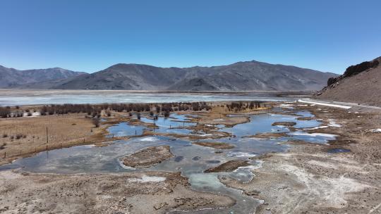 西藏定结县湿地公园航拍高原湿地航拍