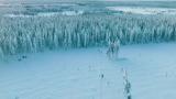 徒步穿越冬季森林大雪航拍高清在线视频素材下载