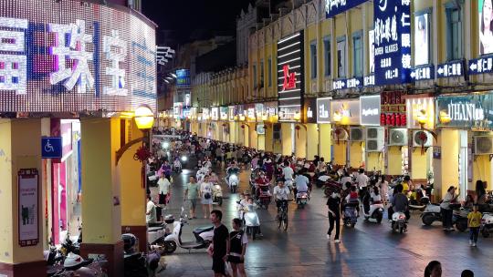 北流市步行街夜景航拍