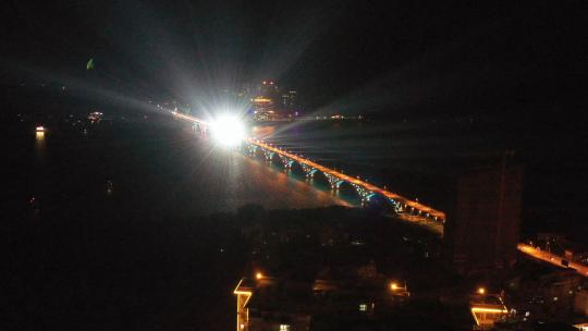 梧州藤县西江大桥灯火璀璨航拍视频素材模板下载