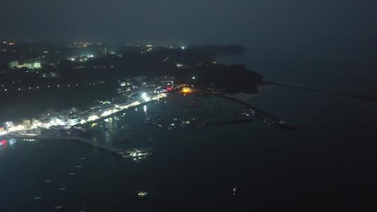 涠洲岛南湾夜景航拍 广西北海