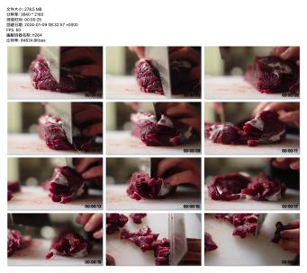 厨艺展示：新鲜鹿肉的精准切割高清在线视频素材下载
