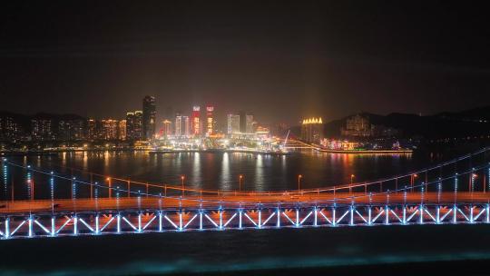 大连星海大桥夜景航拍