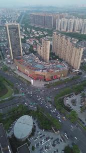 义乌江东城市地标建筑风光航拍竖画幅