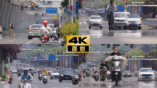 热浪高温炎热上班道路夏天炎热空气扭曲高清在线视频素材下载