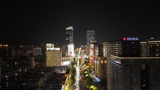 昆明城市夜景灯光秀航拍视频素材模板下载